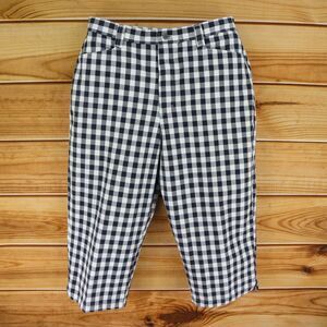 Lee Capri Pants High Rise Womens Size 16 Black White Checks 100% Cotton Pockets‎